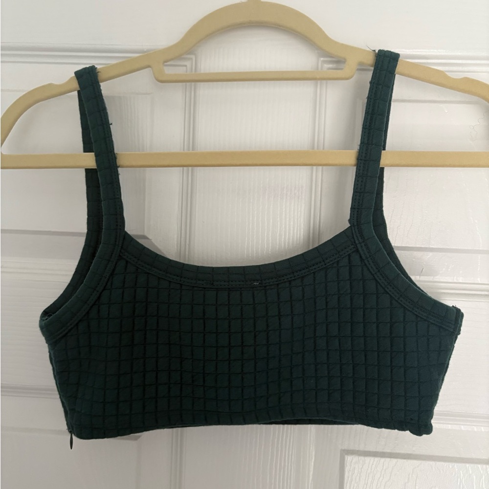 Princess Polly Dark Green Textured Square-Neck Crop Top - Picture 3 of 4
